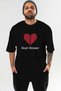 Heart Breaker Front Printed Black Oversize T-Shirt Men Women Cotton Crew Neck T-Shirt - 2
