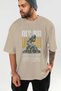 Des Air Front Printed Beige Oversize T-Shirt Men's Women's Cotton Crew Neck T-Shirt - 6