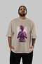 Always Fly Front Printed Beige Oversize T-Shirt Men Women Cotton Crew Neck T-Shirt - 5