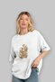 Fighter Front Printed White Oversize T-Shirt Men Women Cotton Crew Neck T-Shirt - 4