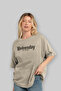 Wednesday Front Printed Beige Oversize T-Shirt Men's Women's Cotton Crew Neck T-Shirt - 4