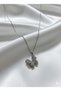 Steel Butterfly Necklace with Silver Color Zircon Stone and Steel Chain - 5