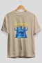 Bravery Front Printed Beige Oversize T-Shirt Men Women Cotton Crew Neck T-Shirt