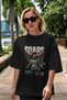 Soars Front Printed Black Oversize T-Shirt Men Women Cotton Crew Neck T-Shirt - 5
