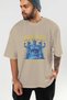 Bravery Front Printed Beige Oversize T-Shirt Men Women Cotton Crew Neck T-Shirt - 6