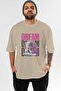 Dream Angel Front Printed Beige Oversize T-Shirt Men Women Cotton Crew Neck Tshirt - 2