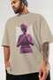 Always Fly Front Printed Beige Oversize T-Shirt Men Women Cotton Crew Neck T-Shirt - 3