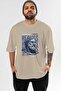 Hermes 1 Front Printed Beige Oversize T-Shirt Men's Women's Cotton Crew Neck T-Shirt - 2