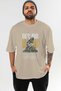 Des Air Front Printed Beige Oversize T-Shirt Men's Women's Cotton Crew Neck T-Shirt - 2