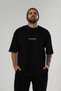 Black Oversize T-Shirt with Front Printed Text Men's Women's Cotton Crew Neck T-Shirt - 2