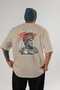 Brave Back Printed Beige Oversize T-Shirt Men's Women's Cotton Crew Neck T-Shirt - 2