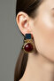 Emerald Green Claret Red Enamel Earrings (4.5 cm)
