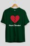 Heart Breaker Front Printed Green Oversize T-Shirt Men Women Cotton Crew Neck T-Shirt