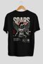 Soars Back Printed Black Oversize T-Shirt Men's Women's Cotton Crew Neck T-Shirt