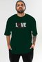 Love Front Printed Green Oversize T-Shirt Men Women Cotton Crew Neck T-Shirt - 2