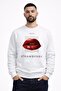White sweatshirt with a strawberry lips print - unisex - 3