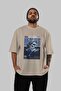 Hermes 2 Front Printed Beige Oversize T-Shirt Men Women Cotton Crew Neck T-Shirt - 5
