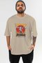Sevior Front Printed Beige Oversize T-Shirt Men's Women's Cotton Crew Neck T-Shirt - 2