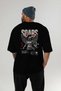 Soars Back Printed Black Oversize T-Shirt Men's Women's Cotton Crew Neck T-Shirt - 5