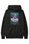 Futura Zeus Front Printed Black Oversized Hooded Sweatshirt for Men and Women - 2