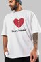Heart Breaker Front Printed White Oversize T-Shirt Men Women Cotton Crew Neck T-Shirt - 3