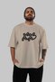 Xoxo Heart Front Printed Beige Oversize T-Shirt Men Women Cotton Crew Neck T-Shirt - 5