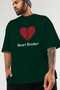 Heart Breaker Front Printed Green Oversize T-Shirt Men Women Cotton Crew Neck T-Shirt - 3