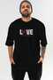 Love Front Printed Black Oversize T-Shirt Men Women Cotton Crew Neck T-Shirt - 2