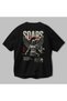 Soars Back Printed Black Oversize T-Shirt Men's Women's Cotton Crew Neck T-Shirt - 3