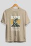 Des Air Front Printed Beige Oversize T-Shirt Men's Women's Cotton Crew Neck T-Shirt