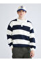 Esvab • Modern & Distinctive Devrik Roba Collar Long Sleeve Striped Men's Knitwear Sweater - 2