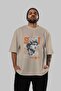 Scult Front Printed Beige Oversize T-Shirt Men Women Cotton Crew Neck T-Shirt - 5