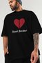 Heart Breaker Front Printed Black Oversize T-Shirt Men Women Cotton Crew Neck T-Shirt - 3
