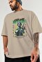 Stop War Front Printed Beige Oversize T-Shirt Men Women Cotton Crew Neck T-Shirt - 3