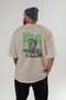 Emrald Regis Back Printed Beige Oversize T-Shirt Men's Women's Cotton Crew Neck T-Shirt - 4
