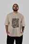 Roman Conqueror Front Printed Beige Oversize T-Shirt Men Women Cotton Crew Neck Tshirt - 5