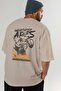 Wrathfire Ares Back Printed Beige Oversize T-Shirt Men Women Cotton Crew Neck T-Shirt - 7