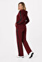 Sequined Modal Track Suit Set/Model with Hooded Zipper and Sequin Stripes - 2