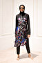 Full Covered Hijab Swimsuit 3 Pieces - Black Patterned |   M2266 - 2