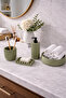 Decorative 4-Piece Striped Model Bathroom Set, Solid and Liquid Soap Dispenser, Toothbrush Holder, Towel Holder Bowl - 2