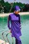 Fully Covered Hijab Swimsuit 3 Pieces - Cobalt blue Patterned |   M2228 - 4
