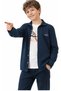 Boy's Modern Text Snap Closure Shirt Elastic Waist Pants T-Shirt Navy Blue Color Three-Piece Set - 4