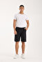 Black Men's Cotton-Linen Blend Shorts - 6