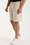 Beige Men's Cotton Linen Blend Shorts - 3