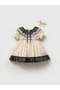 Baby Girl Lace Detailed Vintage Brooch Dress Black Ecru Ruffled Stylish Special Occasion Dress - 3