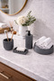 Decorative 4-Piece Striped Model Bathroom Set, Solid and Liquid Soap Dispenser, Toothbrush Holder, Towel Holder Bowl - 4