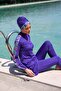 Fully Covered Hijab Swimsuit 3 Pieces - Cobalt blue Patterned |   M2228 - 3