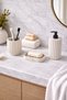 Decorative Striped Model 3 Piece Bathroom Set Liquid Soap Dispenser Solid Soap Dispenser Toothbrush Holder Set Beige Color