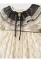 Baby Girl Lace Detailed Vintage Brooch Dress Black Ecru Ruffled Stylish Special Occasion Dress - 4