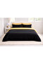 Duvet Cover Set Ranforce Double - Reversible (4-Piece) - Black - Mustard